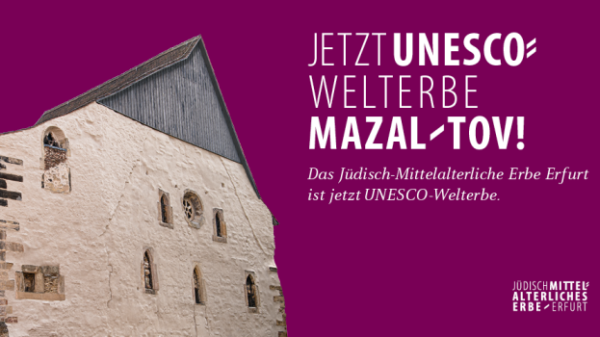 14 Jahre Arbeit haben sich ausgezahlt. Erfurt steht mit seinem jüdisch-mittelalterlichen Erbe auf der Welterbeliste der Unesco. Foto: © Stadtverwaltung Erfurt