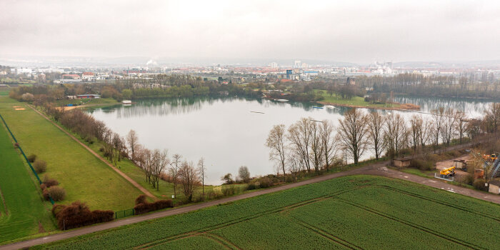 Foto: Blick auf den Nordstrand per Drohnenflug. Foto: © Stadtverwaltung Erfurt